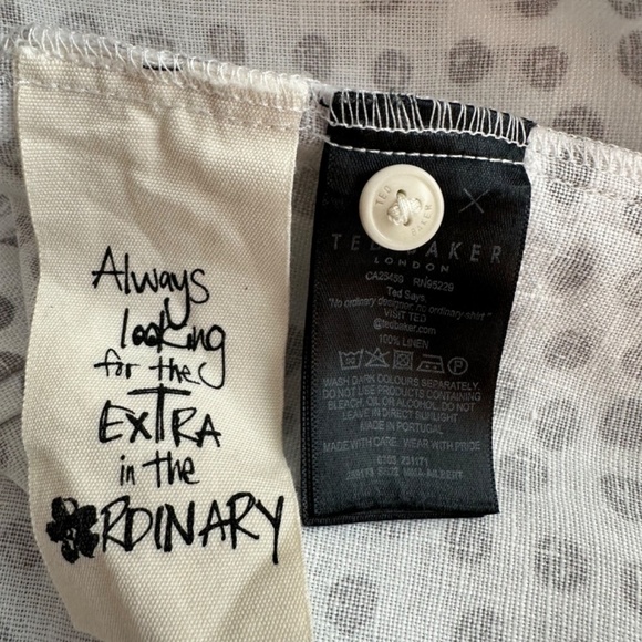 Ted Baker Linen Shirt Men Sz.5 US (XL - 42) Albert Button Up Chest Pocket Summer - Picture 9 of 15